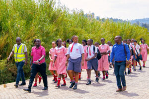 School students on an educational trip in the Nyandungu Eco-Tourism Park that serves as an educational site for conservation purpose in Kigali Rwanda. Photo : Ange de la Victoire Dusabemungu
