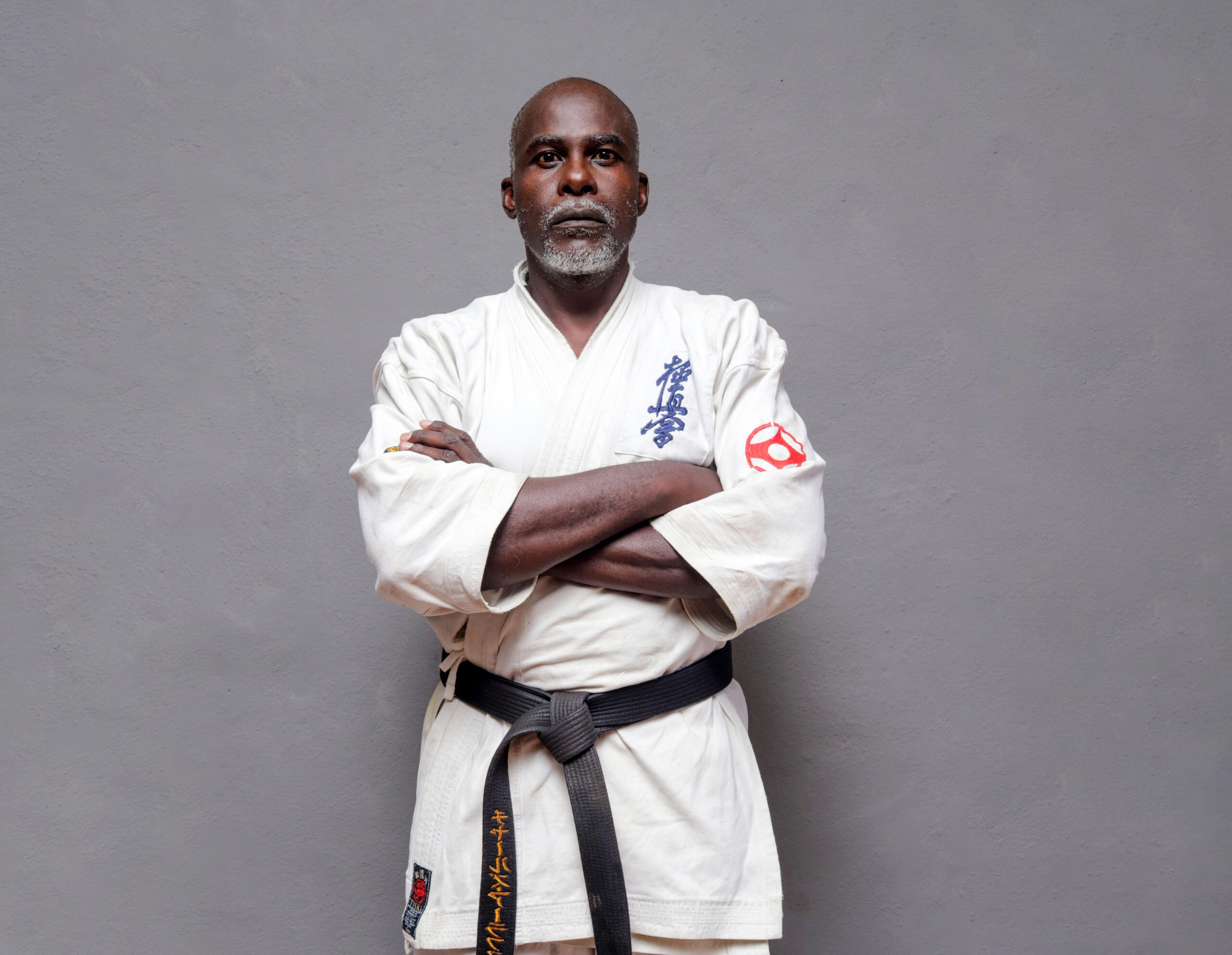 Master Charles Sambare 'Arufandika', owner of JKD Lee's JKD Mirror Karate Academy posing for a picture in his dojo at the Courtauld Theatre in Mutare, Zimbabwe. Photo: Jacqueline Muchazoreka, bird story agency